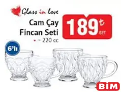GLASS İN LOVE CAM ÇAY FİNCAN SETİ 220 CC 6'LI